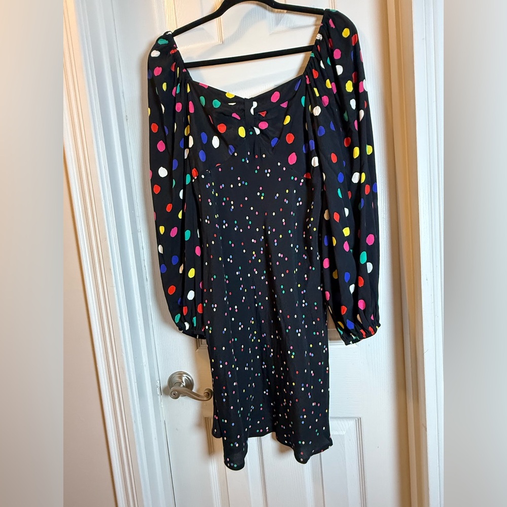 Carnival Party RIXO Puff sleeve polkadot empire waist dress whimsical coquette